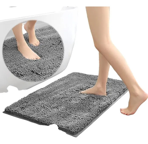 [KO-OTR-031] Tapete De Baño De Felpilla Antiderrapante Absorbente 40x60cm (Gris)