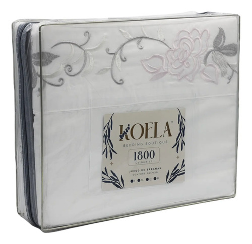 [KO-SAB-032] Juego De Sábanas Queen 1800 Koela Suaves Y Transpirables (Azul)