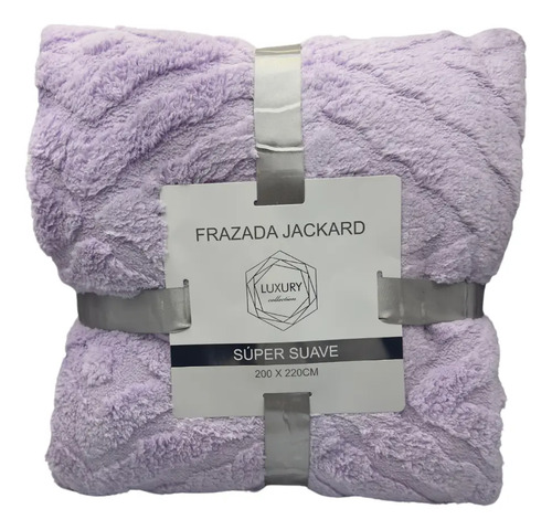 [KO-BOR-138] Cobija Frazada Calientita Ultra Suave Reverso Borrega 2x2.2m Color Lila Geométrico