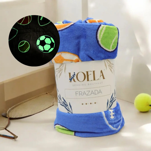 [KO-MAG-030] Frazada Mágica Luminosa Glow In The Dark Brilla En Oscuridad Color Balón Azul Geométrico