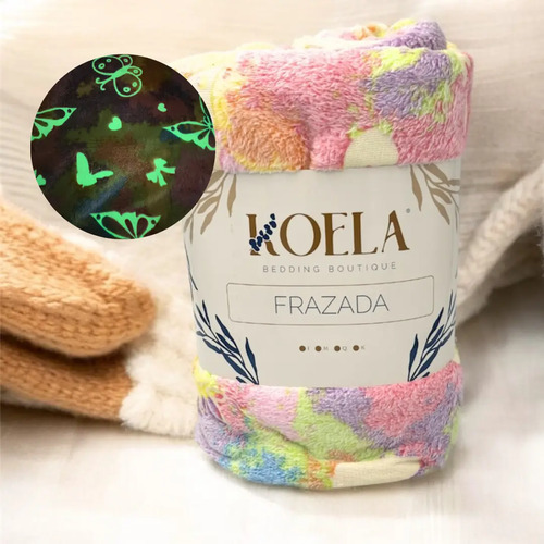 Frazada Mágica Luminosa Glow In The Dark Brilla En Oscuridad Color Mariposa Arcoíris Floreado
