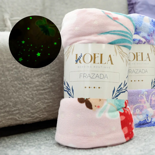 [KO-MAG-035] Frazada Mágica Luminosa Glow In The Dark Brilla En Oscuridad Color Hada Rosa Floreado