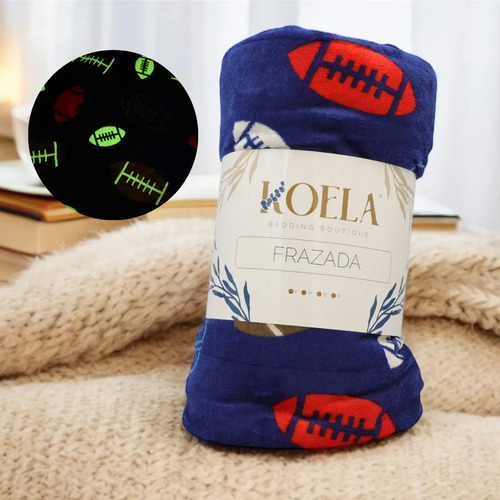 [KO-MAG-031] Frazada Mágica Luminosa Glow In The Dark Brilla En Oscuridad Color Balón Azul Marino Geométrico