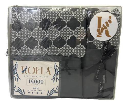 Juego De Sábanas Colección Bambú De Lujo Tamaño King Size Color Negro Diseño De La Tela Estampado