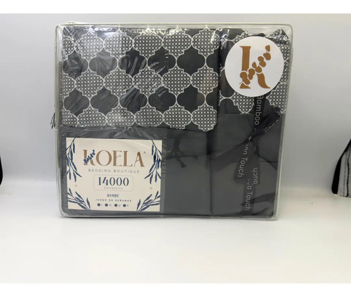 Juego De Sábanas Colección Bambú De Lujo Tamaño Queen Color Negro Diseño De La Tela Estampado