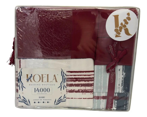 [KO-BAM-071] Juego De Sábanas Colección Bambú De Lujo Tamaño Matrimonial Color Bordó Diseño De La Tela Estampado