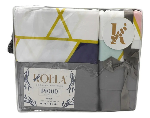 [KO-BAM-074] Juego De Sábanas Colección Bambú De Lujo Tamaño Matrimonial Color Gris Oscuro Diseño De La Tela Estampado