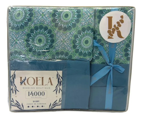 Juego De Sábanas Colección Bambú De Lujo Tamaño King Size Color Azul Petróleo Diseño De La Tela Estampado