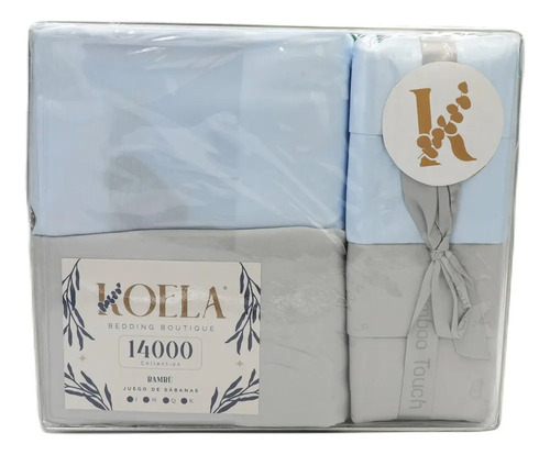 [KO-BAM-068] Juego De Sábanas Colección Bambú De Lujo Tamaño Matrimonial Color Azul Claro Diseño De La Tela Estampado