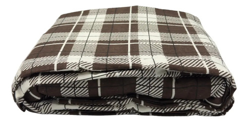 [KO-FRA-106] Juego De Sábanas Franela 100% Algodón Cálidas Individual Color Cuadros Chocolate Ajedrez