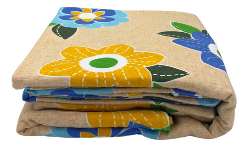 Juego De Sábanas Franela 100% Algodón Cálidas Individual Color Floreado Azul Beige