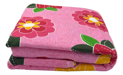 Juego De Sábanas Franela 100% Algodón Cálidas Individual Color Floreado Rosa