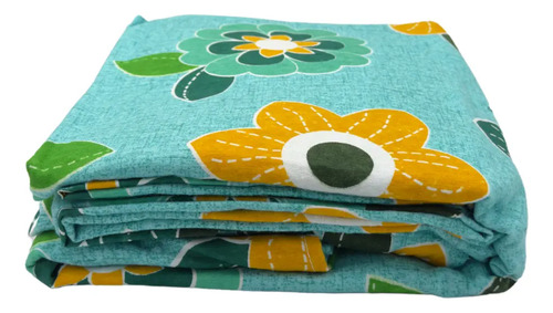 Juego De Sábanas Franela 100% Algodón Cálidas Individual Color Floreado Azul Agua