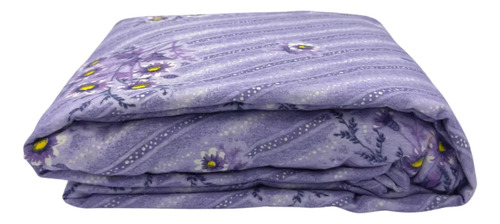 Juego De Sábanas Franela 100% Algodón Cálidas Matrimonial Color Flores Lila Floreado