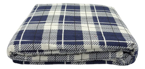 [KO-FRA-177] Juego De Sábanas Franela 100% Algodón Cálidas Matrimonial Color Cuadrado Azul Marino Ajedrez