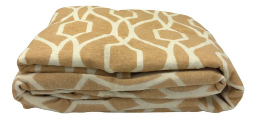 Juego De Sábanas Franela 100% Algodón Cálidas Matrimonial Color Geométrico Beige Diseño Geométrico