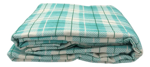 [KO-FRA-180] Juego De Sábanas Franela 100% Algodón Cálidas Matrimonial Color Cuadrado Verde Agua Ajedrez