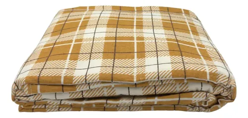 [KO-FRA-179] Juego De Sábanas Franela 100% Algodón Cálidas Matrimonial Color Cuadrado Terracota Ajedrez