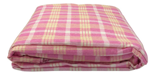 Juego De Sábanas Franela 100% Algodón Cálidas Matrimonial Color Cuadros Rosa Ajedrez