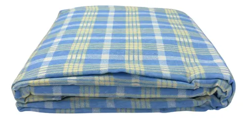 [KO-FRA-182] Juego De Sábanas Franela 100% Algodón Cálidas Matrimonial Color Cuadros Azul Ajedrez