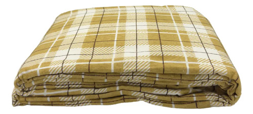 Juego De Sábanas Franela 100% Algodón Cálidas Matrimonial Color Cuadrado Amarillo Ajedrez