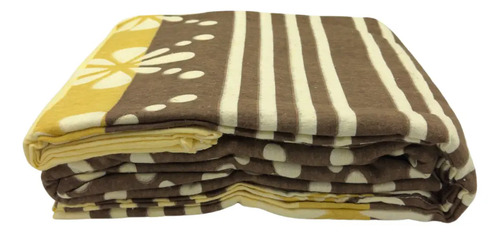 [KO-FRA-217] Juego De Sábanas Franela 100% Algodón Cálidas Matrimonial Color Tropical Marrón Rayas