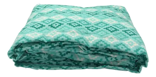 [KO-FRA-214] Juego De Sábanas Franela 100% Algodón Cálidas Matrimonial Color Rombo Verde Agua Ajedrez