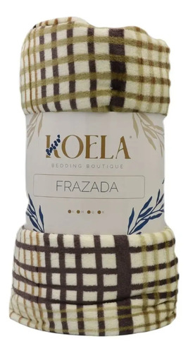 Cobija King Size Estampada Ultra Suave Frazada Manta Koela Color Beige Diseño De La Tela Cuadros