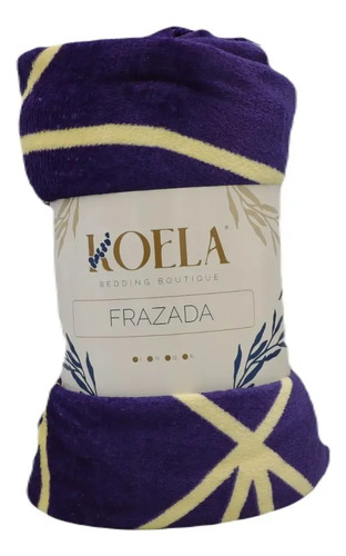 Cobija King Size Estampada Ultra Suave Frazada Manta Koela Color Azul Diseño De La Tela Geométrico