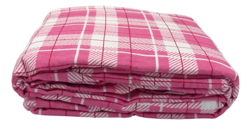 Juego De Sábanas Franela 100% Algodón Cálidas Individual Color Cuadros Rosa Ajedrez