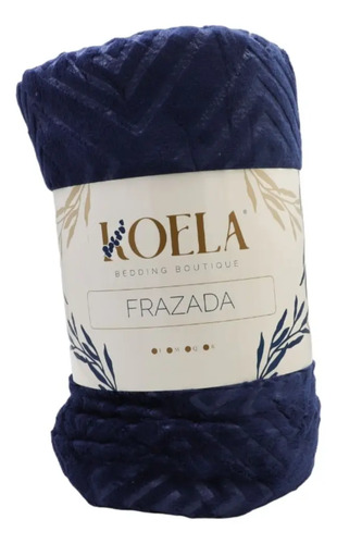 Frazada Cobija Ultra Suave Texturas Matrimonial Jumbo Koela Color Azul Marino Diseño Rayas