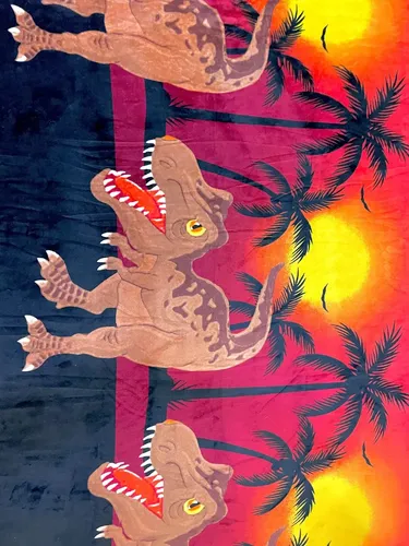 Cobija King Size Estampada Ultra Suave Frazada Manta Koela Color Rojo Diseño De La Tela Dinosaurio