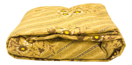 Juego De Sábanas Franela 100% Algodón Cálidas Matrimonial Color Flores Amarillas Floreado
