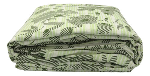 Juego De Sábanas Franela 100% Algodón Cálidas King Size Color Flores Verde
