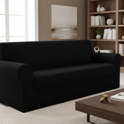 [KO-OTR-043] Protector Cubre Sala Jacquard Elástico Ajustable 3 Piezas Varios Negro