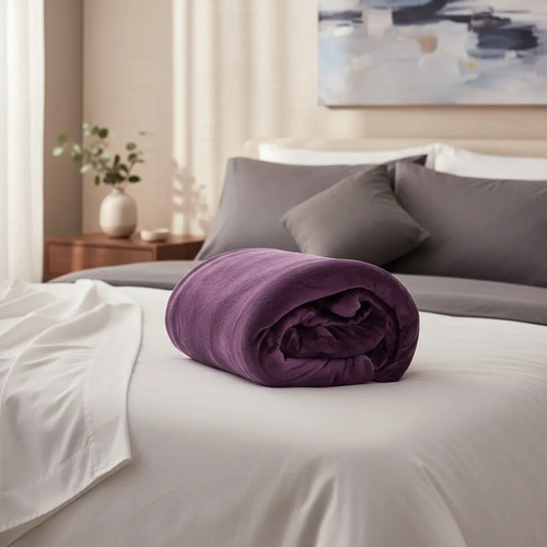 [KO-SAB-066] Juego De Sábanas Tela Flannel Invernal Hoteleras Matrimonial Diseño De La Tela Mauve Violeta Oscuro
