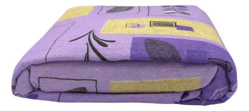 Juego De Sábanas Franela 100% Algodón Cálidas Matrimonial Color Hojas Moradas Liso