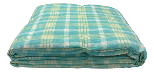 [KO-FRA-181] Juego De Sábanas Franela 100% Algodón Cálidas Matrimonial Color Cuadros Azul Agua Ajedrez