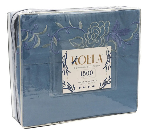 Juego De Sábanas King Size 1800 Koela Suaves Y Transpirables Color Azul Acero Diseño De La Tela Liso