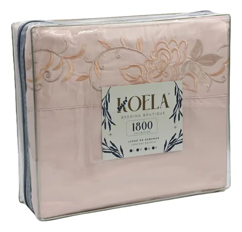 [KO-SAB-057] Juego De Sábanas King Size 1800 Koela Suaves Y Transpirables Color Rosa Claro Diseño De La Tela Liso