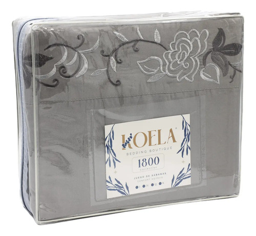 [KO-SAB-053] Juego De Sábanas King Size 1800 Koela Suaves Y Transpirables Color Gris Diseño De La Tela Liso
