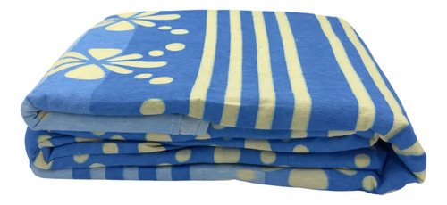 [KO-FRA-215] Juego De Sábanas Franela 100% Algodón Cálidas Matrimonial Color Tropical Azul Acero Rayas