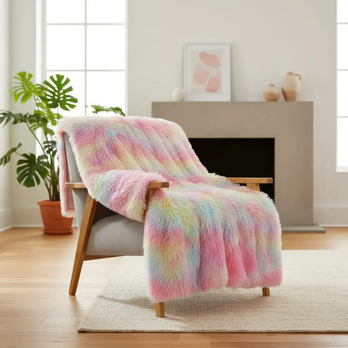 Cobertor Ligero Faux Fur Doble Vista Aborregado Matrimonial