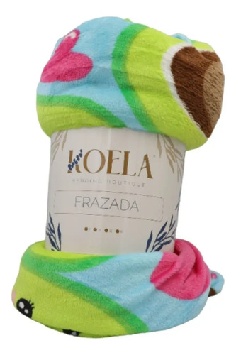 [KO-COB-021] Cobija Matrimonial Estampada Ultra Suave Frazada Manta Koela (Aguacate Azul)