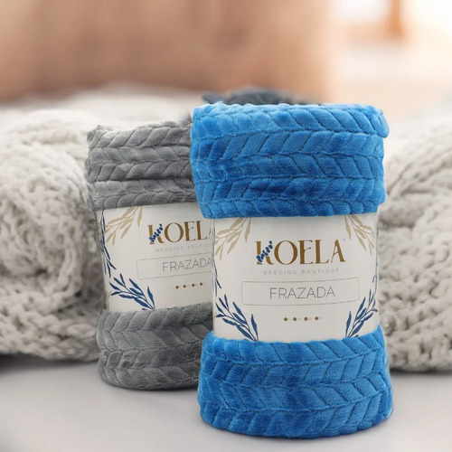 [KO-COB-118] Frazada-cobija Braid Matrimonial Ultra Suave Y Calientita (Azul)
