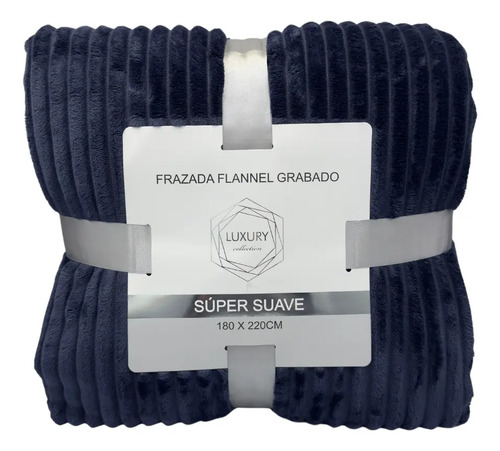 [KO-COB-105] Frazada Flannel Grabado Manta Surcos Súper Suave 1.8x2.2m (Azul, Lisa)