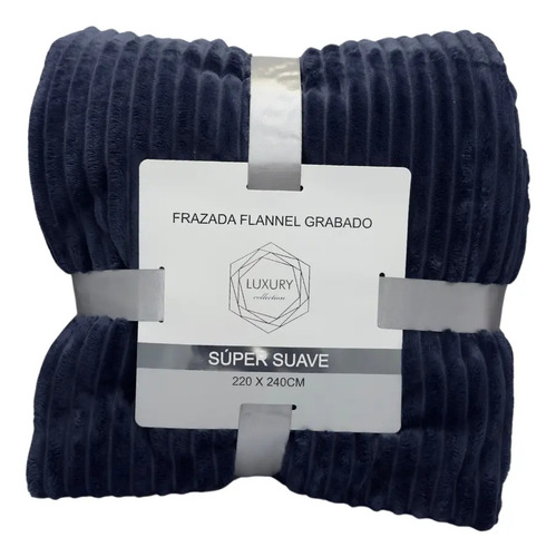 [KO-COB-108] Frazada Flannel Grabado Manta Surcos Súper Suave 2.2x2.4m (Azul)