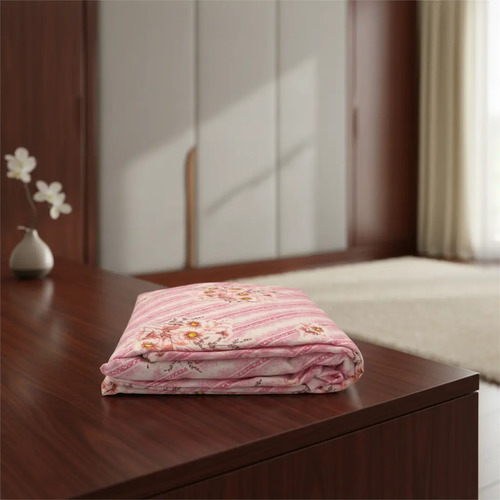 [KO-FRA-067] Juego De Sábanas Franela 100% Algodón Cálidas Matrimonial (Flores Rosa)