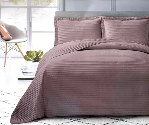 Edredón Ligero + 2 Fundas De Almohadas King Size (260x240cm) Café Mauve King Size